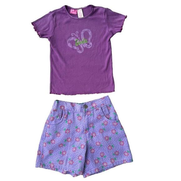 Y2K 1998 Barbie Embroidered Logo Butterfly Girls Baby Tee With Lettuce Hem - Picture 5 of 6